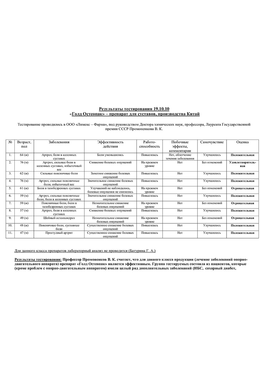 Сертификат соответствия ГОЛД ОСТЕОПАК